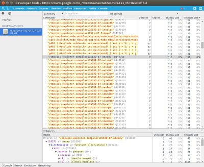 Google Chrome heap profile